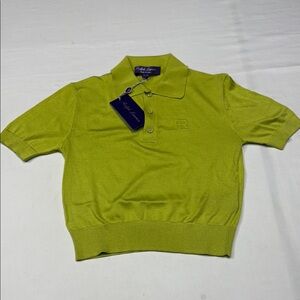 Ralph Lauren women’s Cropped 100% Silk Jersey Polo Sweater made in Italy.
